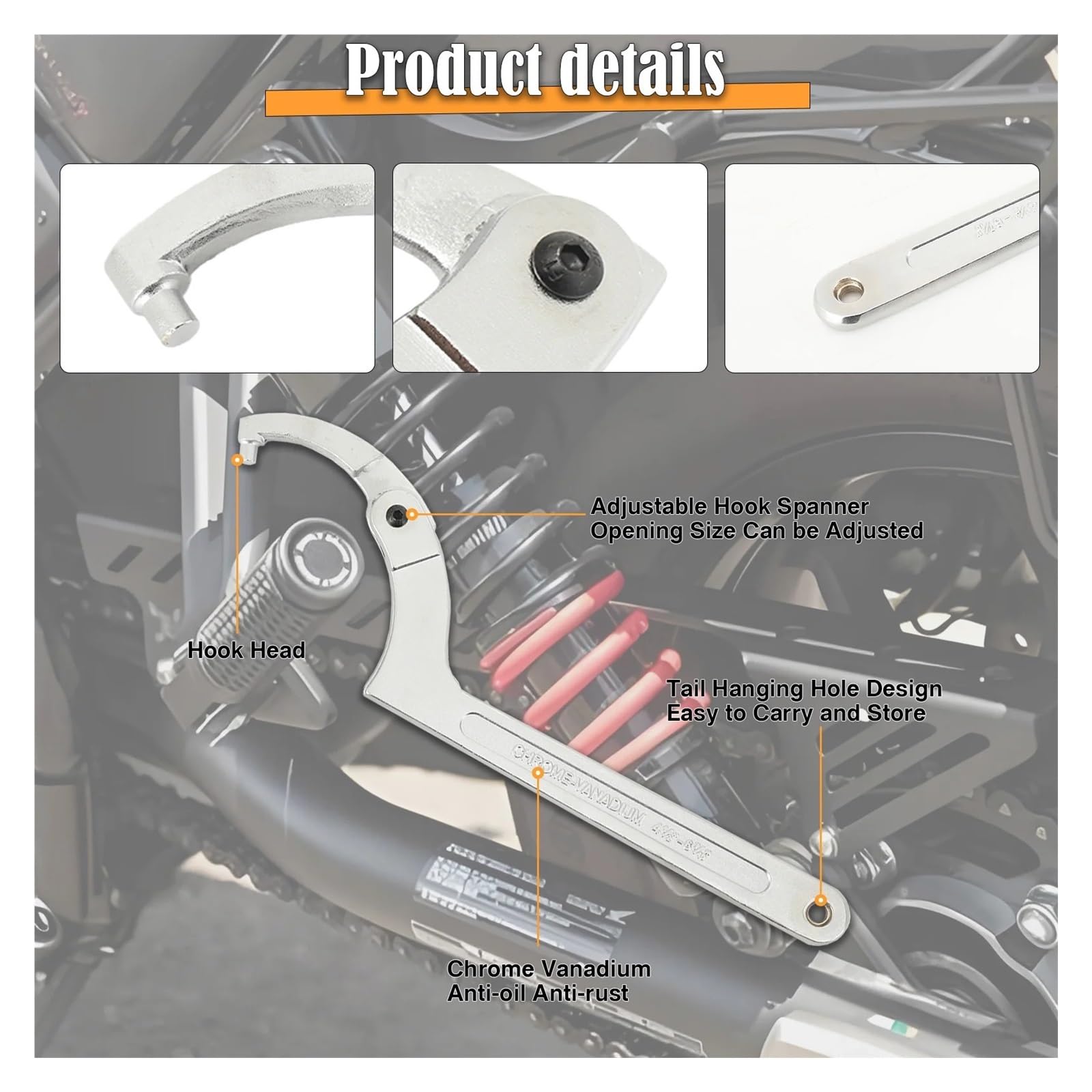 4 unids/set 19-51mm/32-67mm/51-121mm/115-170mm llave de gancho ajustable
