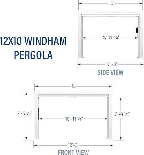 Miniatura 16 de Backyard Discovery Pérgola Windham de acero galvanizado blanco de 12 x 10 pies con toldo suave, soporta vientos de hasta 100 MPH, resistente a la