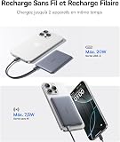 Baseus Picogo AM41 Power Bank, Ultra Slim 5000mAh Magsafe Powerbank, Ricarica Rapida PD 20W, Portatile, Magnetico Batteria Esterna Wireless con cavo USB C per iPhone 17/16/15/14/13/12, Grigio Spazio - 5