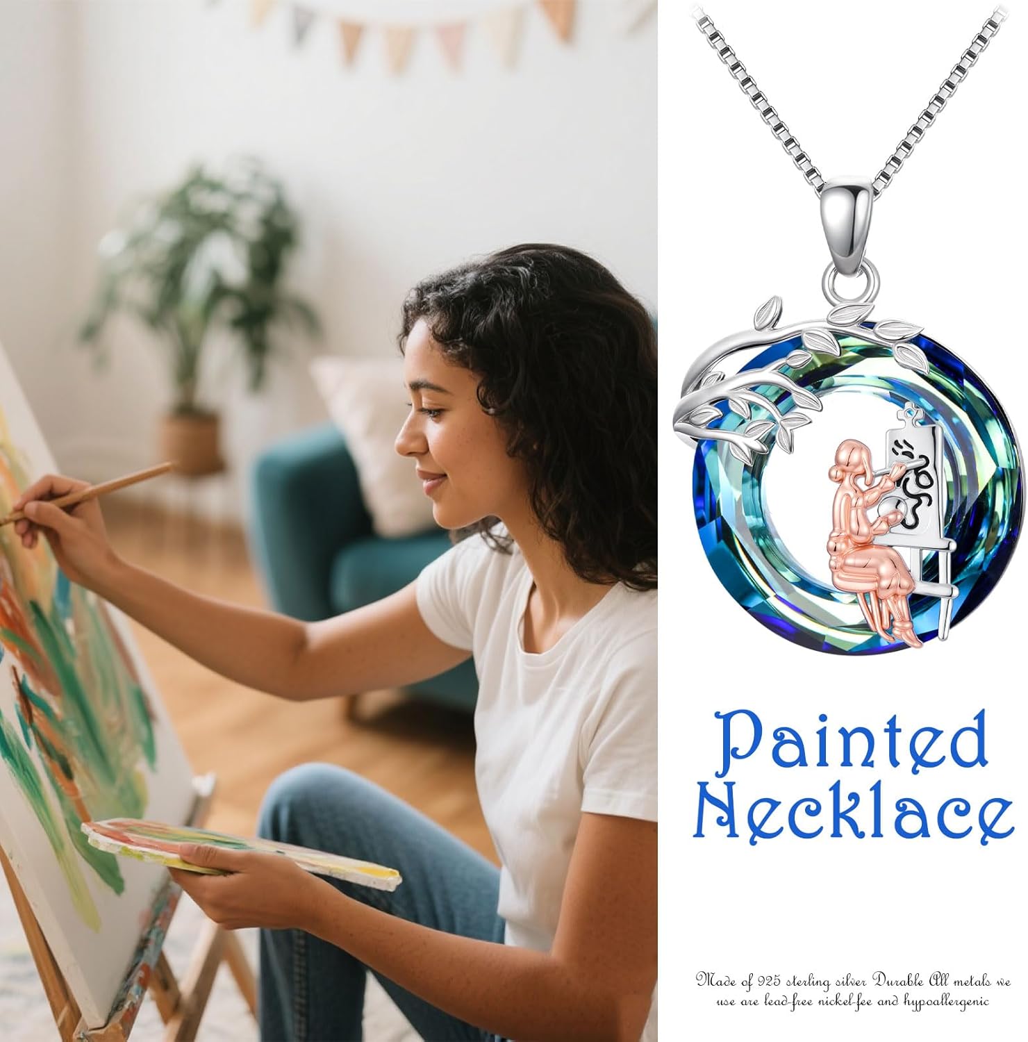 Sport/Music Necklace for Women 925 Sterling Silver Crystal Pendant Tree of Life Jewelry Gifts for Sport Players - Image 6