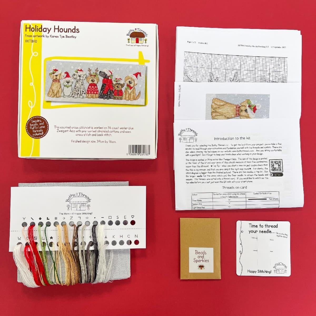 Bothy Threads Counted Cross Stitch Kit - Holiday Hounds
