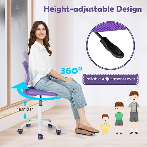 Miniatura 6 de MEDIMALL Silla de escritorio para niños, silla ergonómica de oficina para niños de 8 a 12 años con soporte lumbar, silla de escritorio para