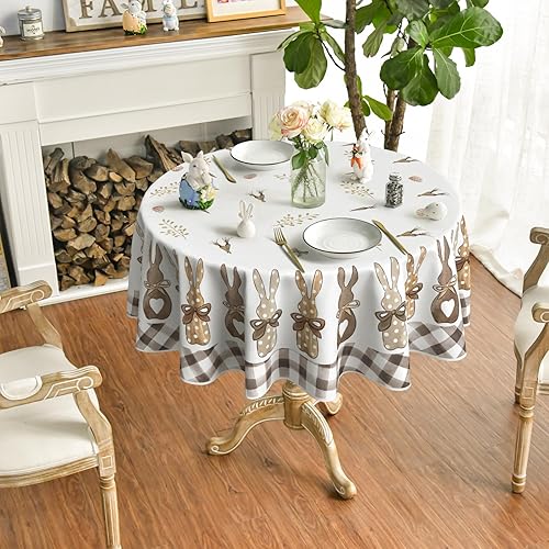 Miniatura 2 de Horaldaily Mantel redondo de Pascua de 70 x 70 pulgadas diseño de zanahorias primaverales para decoración de fiestas picnic cenas