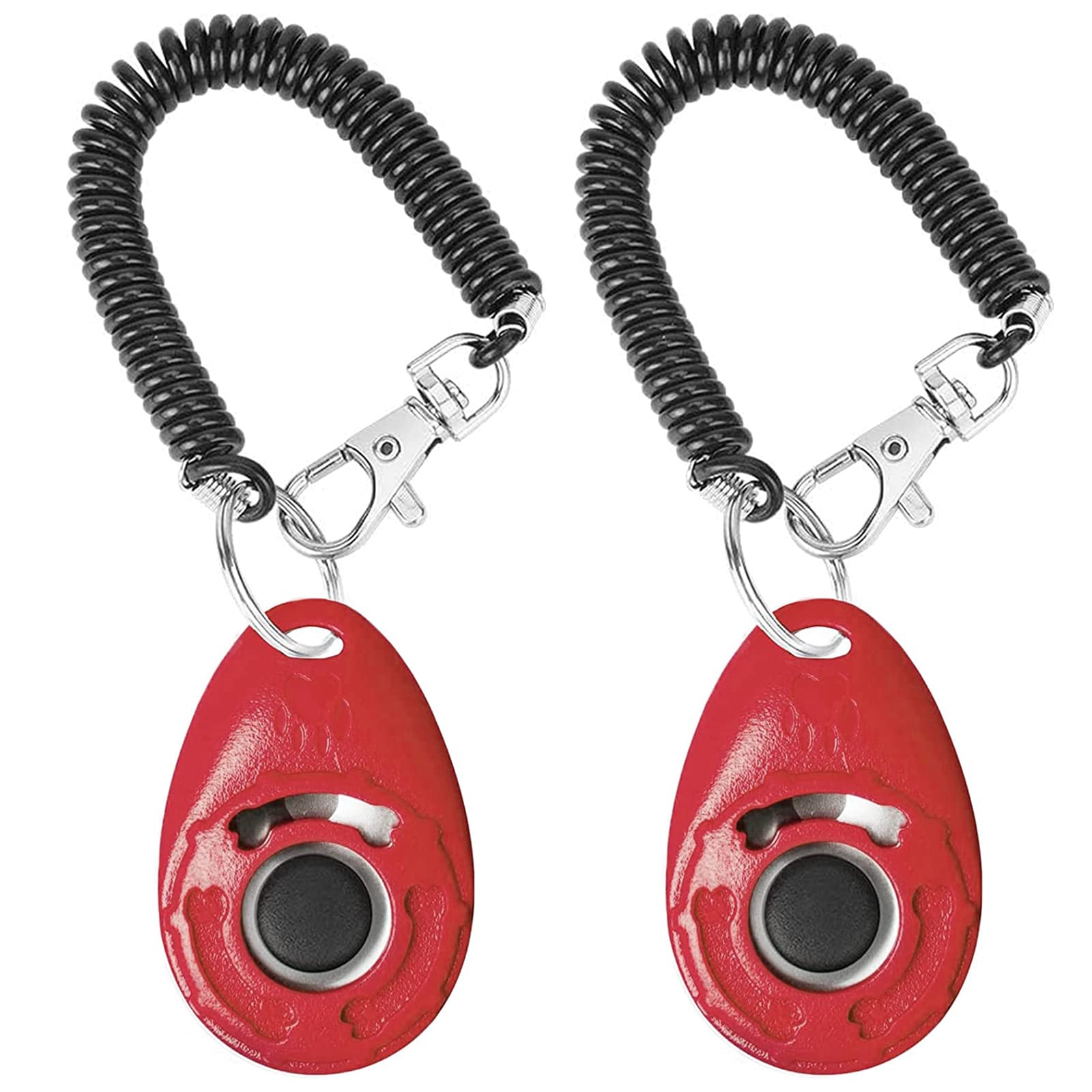 Acehome 2 Pack Dog Training Clicker with Wrist Strap, Pet Training Clicker with Big Button Effective Behavioral Training Tool for Cats Birds Puppy Recall（Red+Red）