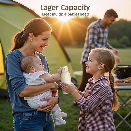 Miniatura 4 de Calentador de biberones portátil para viajes, calentador de leche de bebé de gran capacidad de 17.5 onzas para fórmula de pecho y agua con