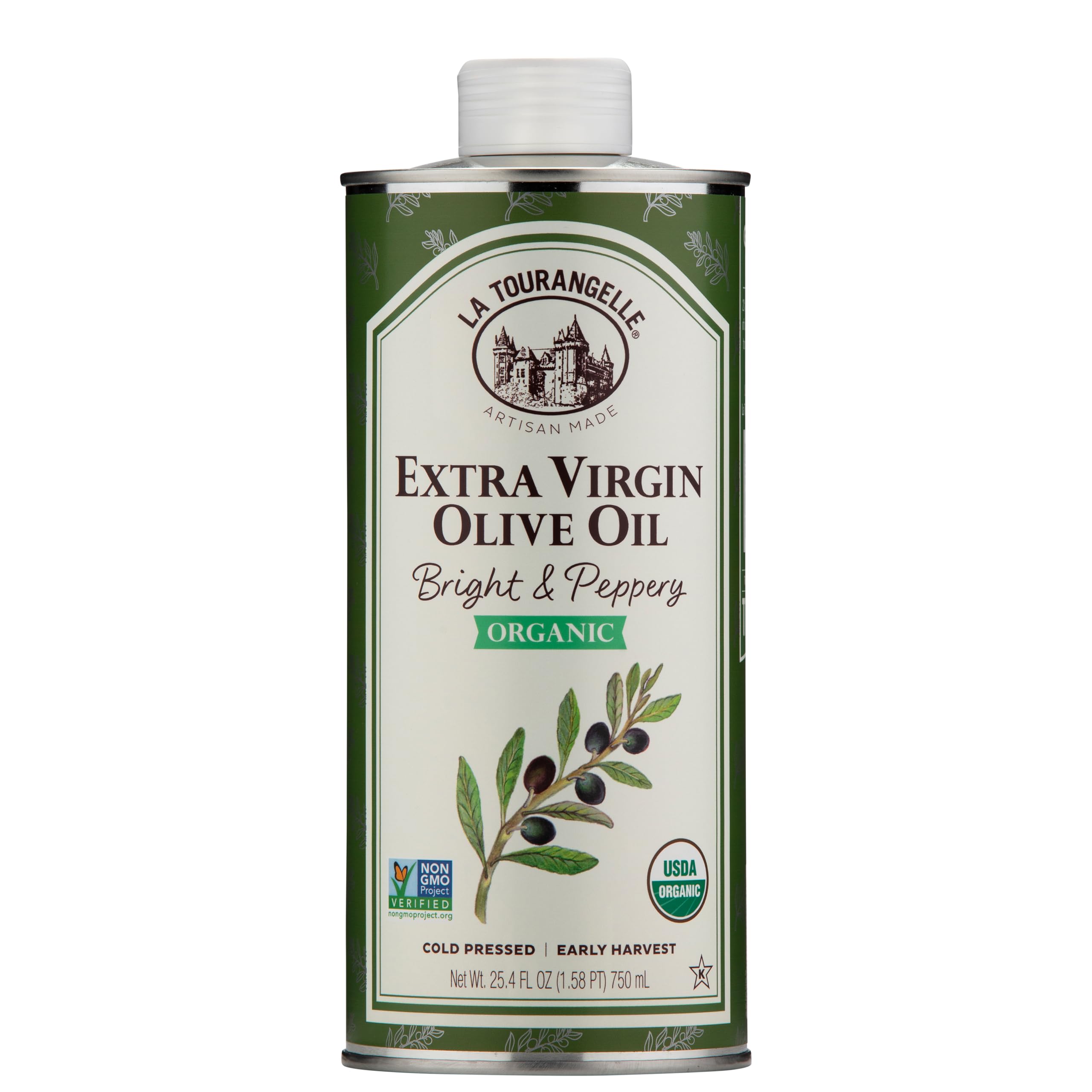 La Tourangelle, Organic Extra Virgin Olive Oil, Cold-Pressed High Antioxidant Picual Olives From Spain, 25.4 Fl Oz