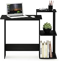 Vista 4 de Furinno Efficient Home - Escritorio para computadora portátil/laptop con estantes cuadrados, color americano/negro