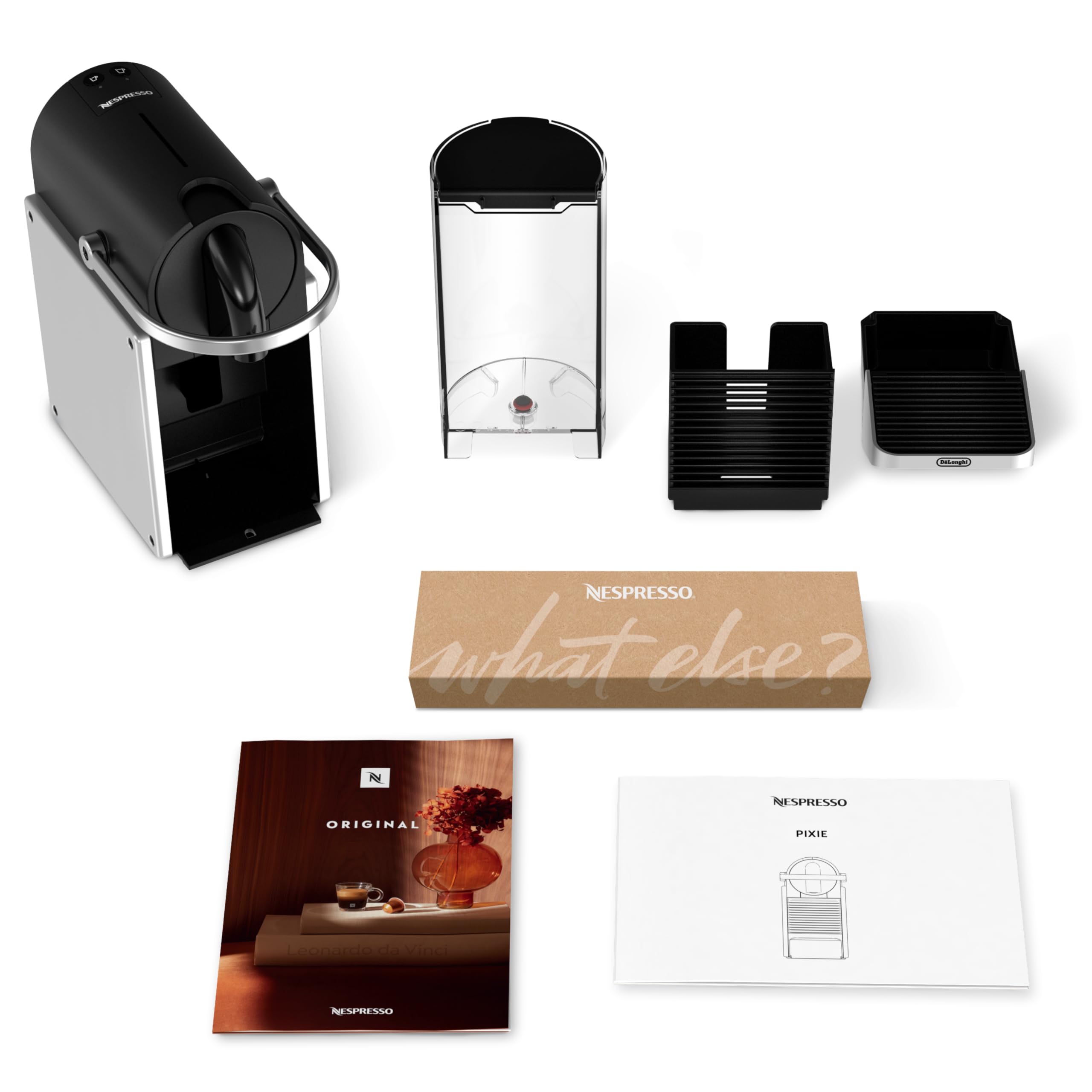 NESPRESSO DE’LONGHI Pixie Silber Original Kapselmaschine EN127.S 19 Bar 25 Sek. Aufheizzeit