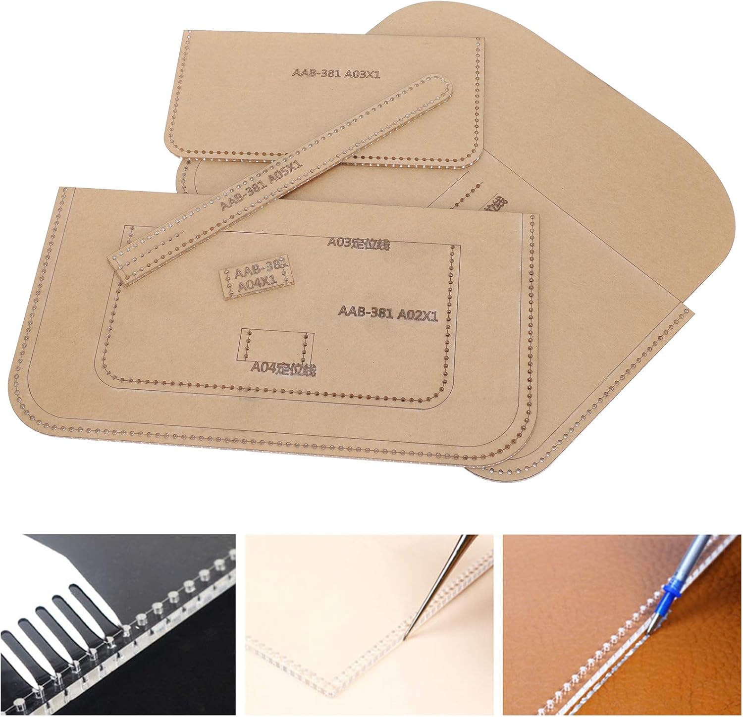 Pssopp Bag Acrylic Stencil, Leather Craft Purse Template Wallet Leather Pattern Acrylic Leather Templates Bag Stencil Template DIY Leather for Bags
