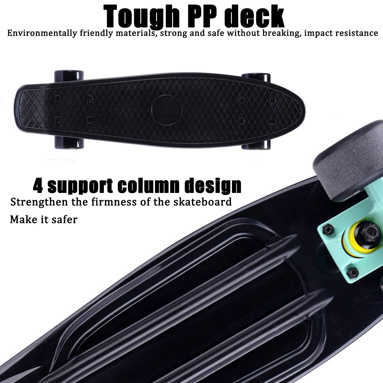 22"Mini deskorolka cruiser z PU świecące koło, deskorolka wklęsła pełna pokrywa PP pojedynczy kopnięcie z ochronnym sprzętem dla początkujących, dorośli, nastolatków, dzieci