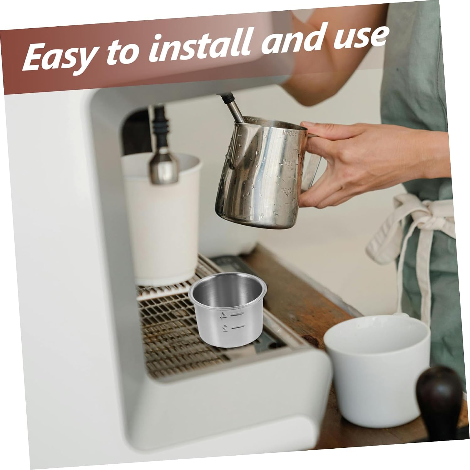 INOOMP Reusable Espresso Filter Cups Stainless Steel Filter Basket for Maker Fine for