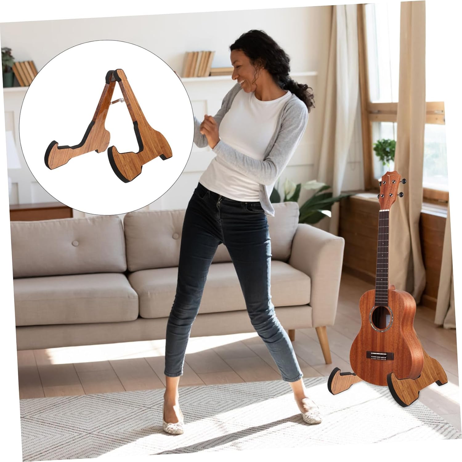 Yardwe Portable Foldable Violin Stand Violin Rack for Indoor Outdoor Use Compact Telescopic Design for Ergonomic Support Accessories Fits Various Instruments