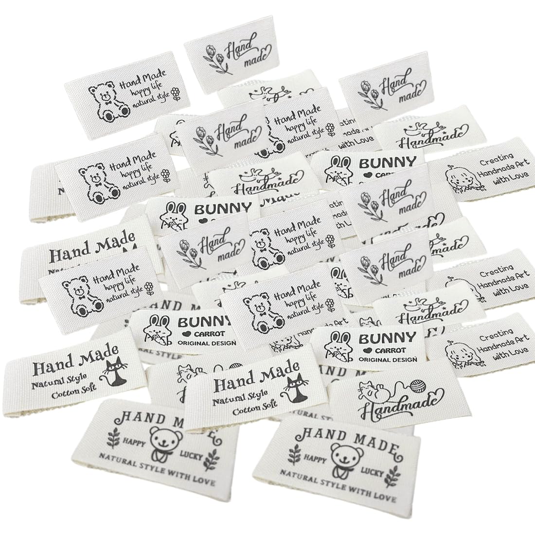 HZAOPZE 50 pcs Etiquetas Handmade Etiquetas Personalizadas de Tela Etiquetas Hechas a Mano Etiquetas de Tela para Ropa Etiquetas Ropa para Artesanía de Costura DIY Decoraciones