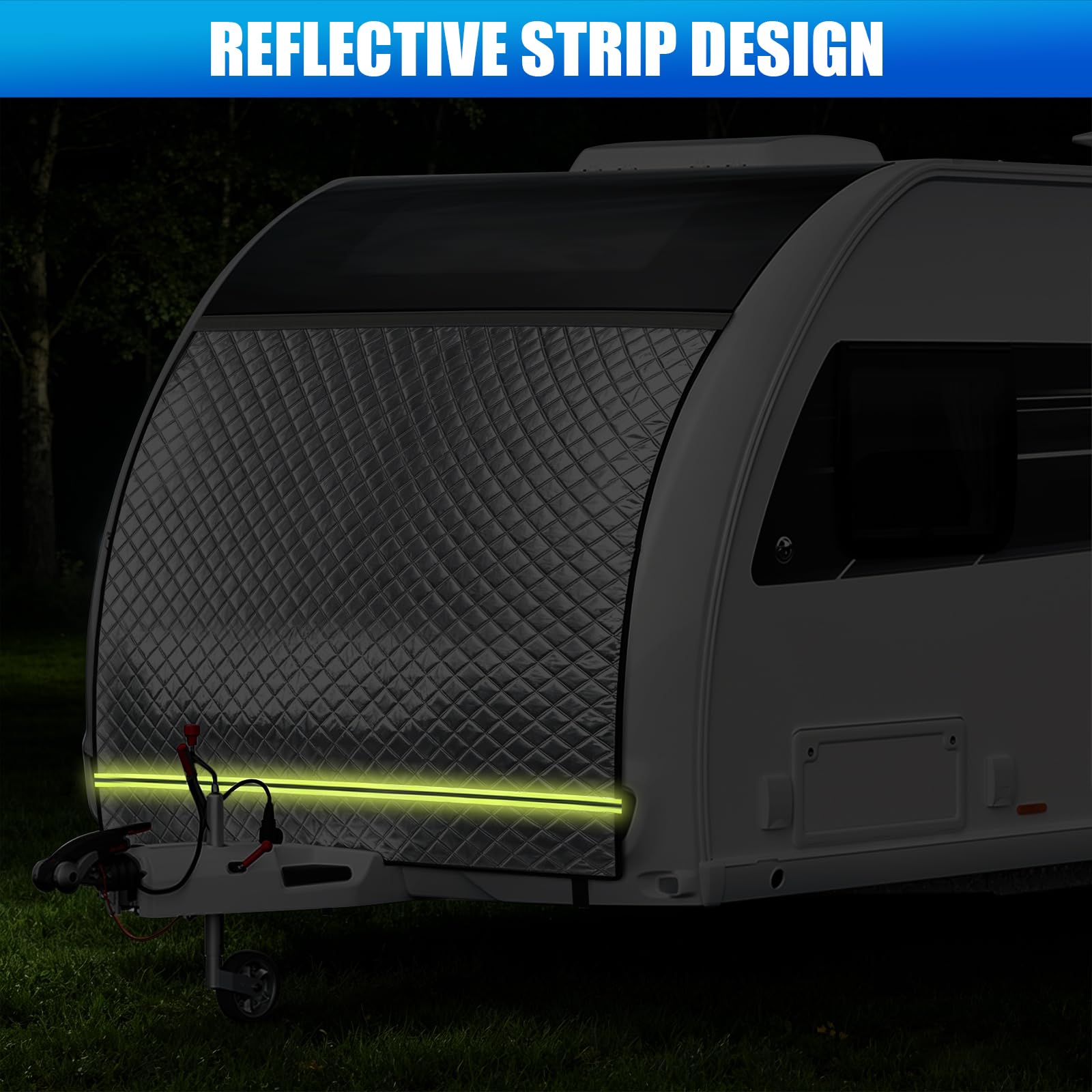 Wohnwagen Bugschutzplane Thermo, Luftvorzelt für Wohnwagen Schutzhülle Front mit Keder, Thermomatte außen Winterfest & Wasserdicht - Wohnwagen Abdeckung Bugfenster & Gaskasten (200 * 160cm)