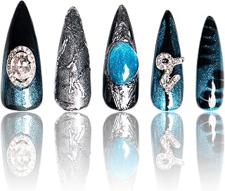LOVFUL Short Press on Nails Capricorn Cosmic Energy | Handmade Acrylic Press ons | Reusable Fake False Nails | Stiletto Classic Regular 1.3 in | H597-L