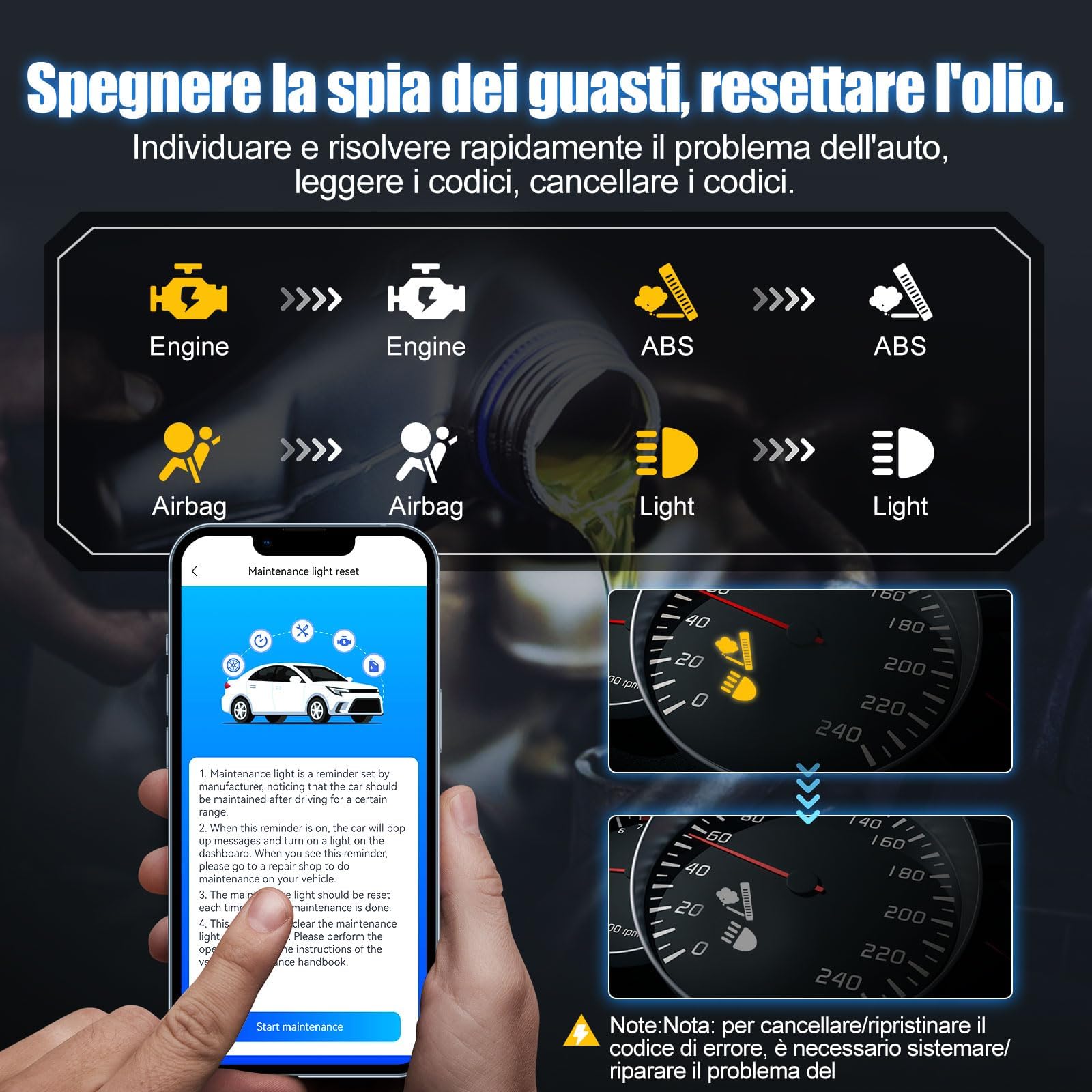 XTOOL AD20 Pro OBD2 Auto Diagnostica Wireless Diagnosi Italiano per iOS e Android, Diagnosi Auto Professionale con Scansione Completa dei Sistemi, aggiornamento a vita