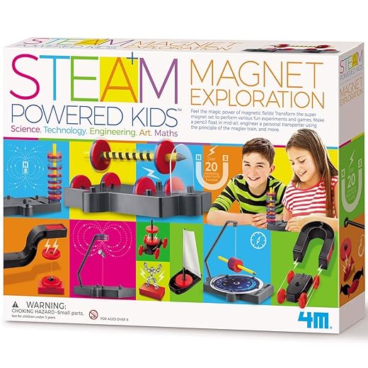 4M Magnet Exploration from STEAM Powered Kids, Transform This Super Magnet Set to Perform Fun Experiments and Games, Over 20 Games and Experiments Included, Ages 8+
