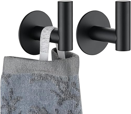 Vista 17 de JQK ATH110-CH-P2 - Gancho de pared autoadhesivo para toallas, cromado, sin taladro, para baño, cocina, garaje, paquete de 2, acero inoxidable 304