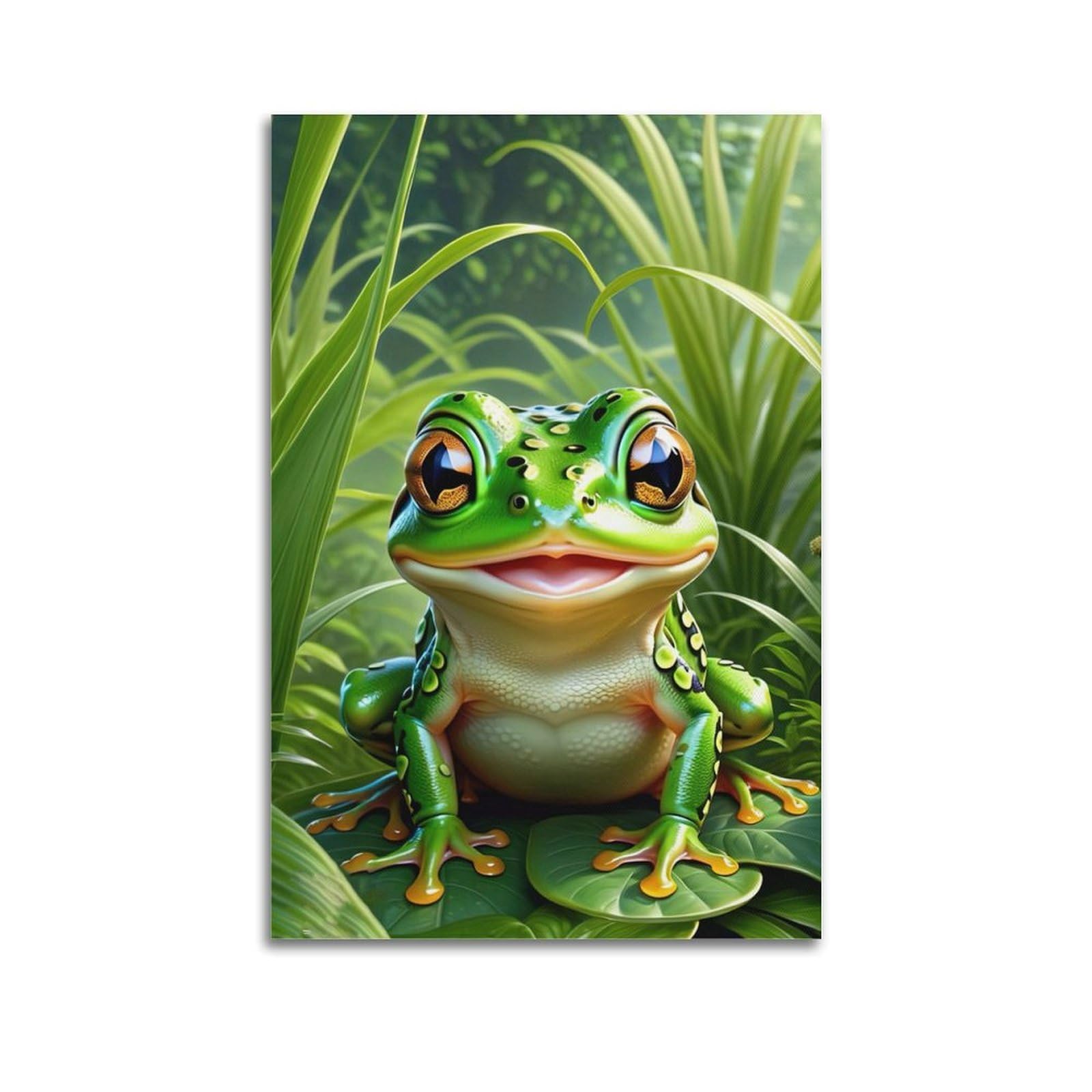 ZSZWHJ Animal Artwork Poster Cute Little Frog Poster Decorative Painting Canvas Wall Posters And Art Picture Print Modern Family Bedroom Decor Posters 20x30inch(50x75cm)