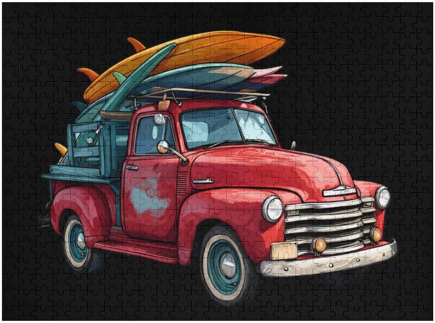 Coastal Beach Surfing Vehicle Surf Puzzles for Adults 500 PCS Wooden Jigsaw Puzzle Wall Decor Christmas