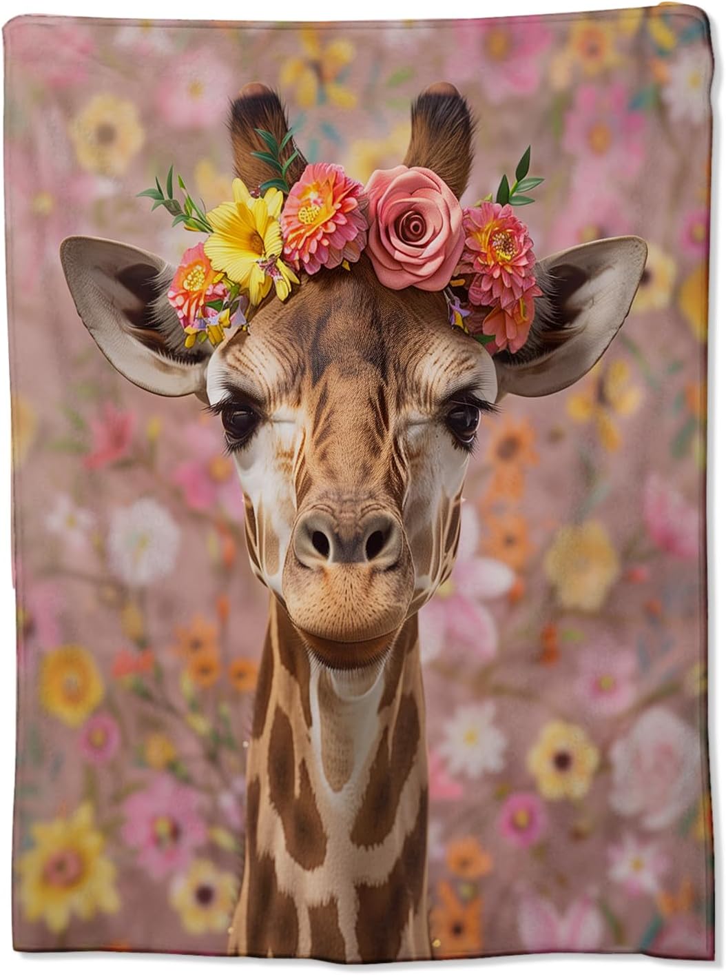 Giraffe Blanket for Women Kids Girls Adults, Flannel Giraffe Blankets Gifts, Flower Floral Giraffe Throw Blanket for Sofa Couch Bed Living Room Soft Warm Cozy Giraffe Decor 60" x 50"
