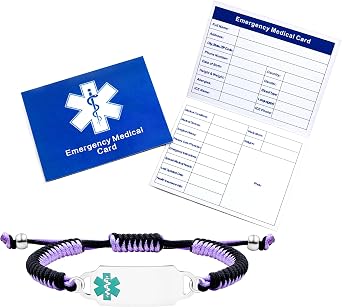 Customizable Medical Alert Bracelet – Laser Engraved Emergency ID Stainless Steel Tag, Hypoallergenic Adjustable Two-Tone Handmade Cord, for Daily Wear and Outdoor Activities