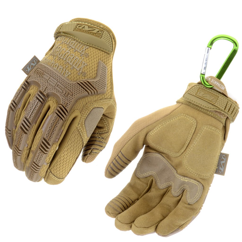 Mechanix Wear + Rt Outdoor Mechanix Wear M-Pact tactique utiliser gant, une protection optimale, le meilleur ajustement respirante + mousquetons Gear, Noir Covert, Multicam, loup gris, taille: S, M,