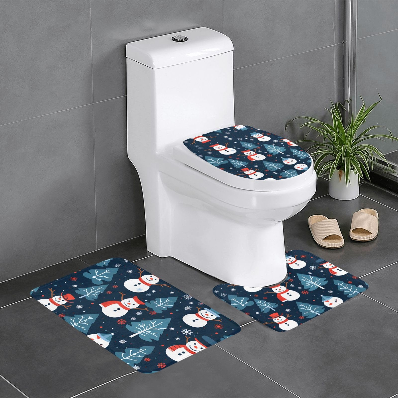 Tapis de salle de bain bonhomme de neige sécurité anti-glisse pour toilettes