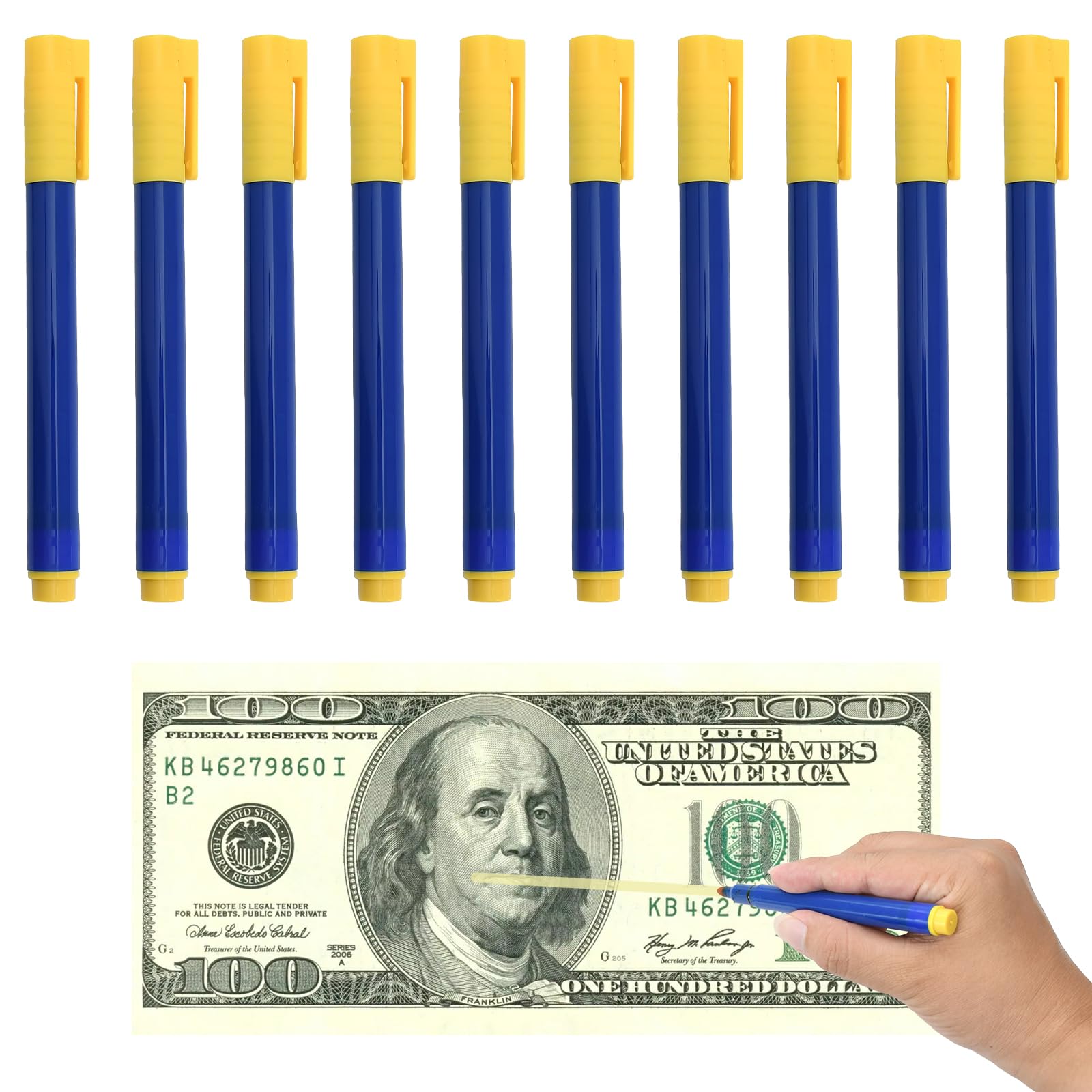 Detector Billetes Falsos Portátil Rotulador Billetes Falsos 10 Piezas