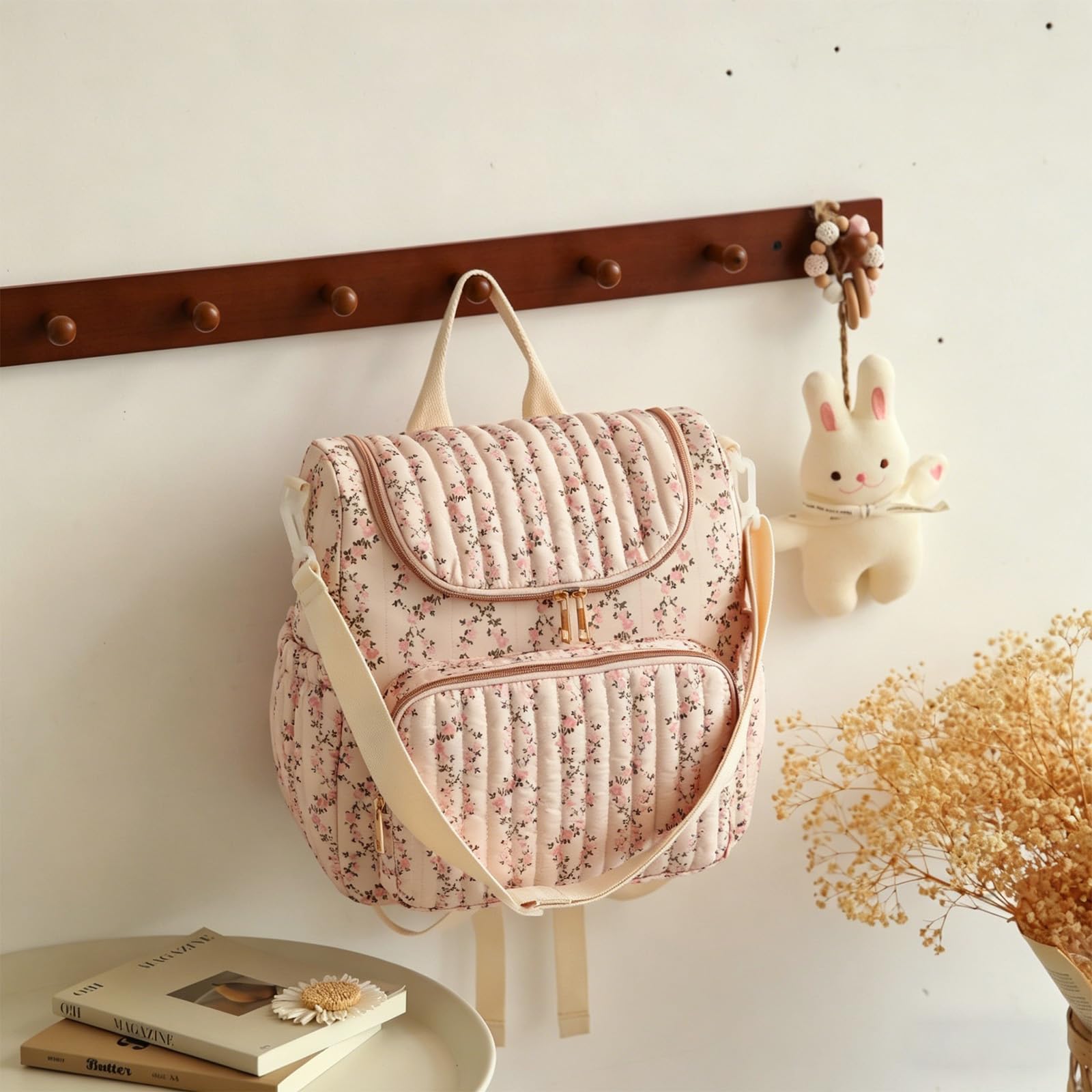 Stilvoller Wickelrucksack für Eltern mit mehreren Taschen, isolierten Fächern und Kinderwagengurt für Baby-Zubehör