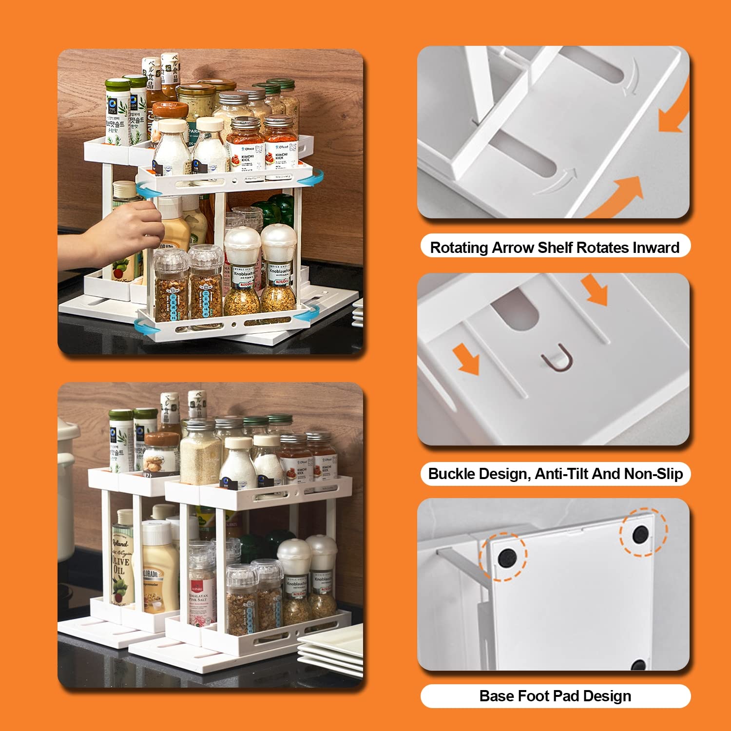 AVSMGP Organizador de Almacenamiento para Debajo del Fregadero, Cesta de colección de baño Deslizante, Estante de Almacenamiento Multiusos, Paquete de 2,C,L