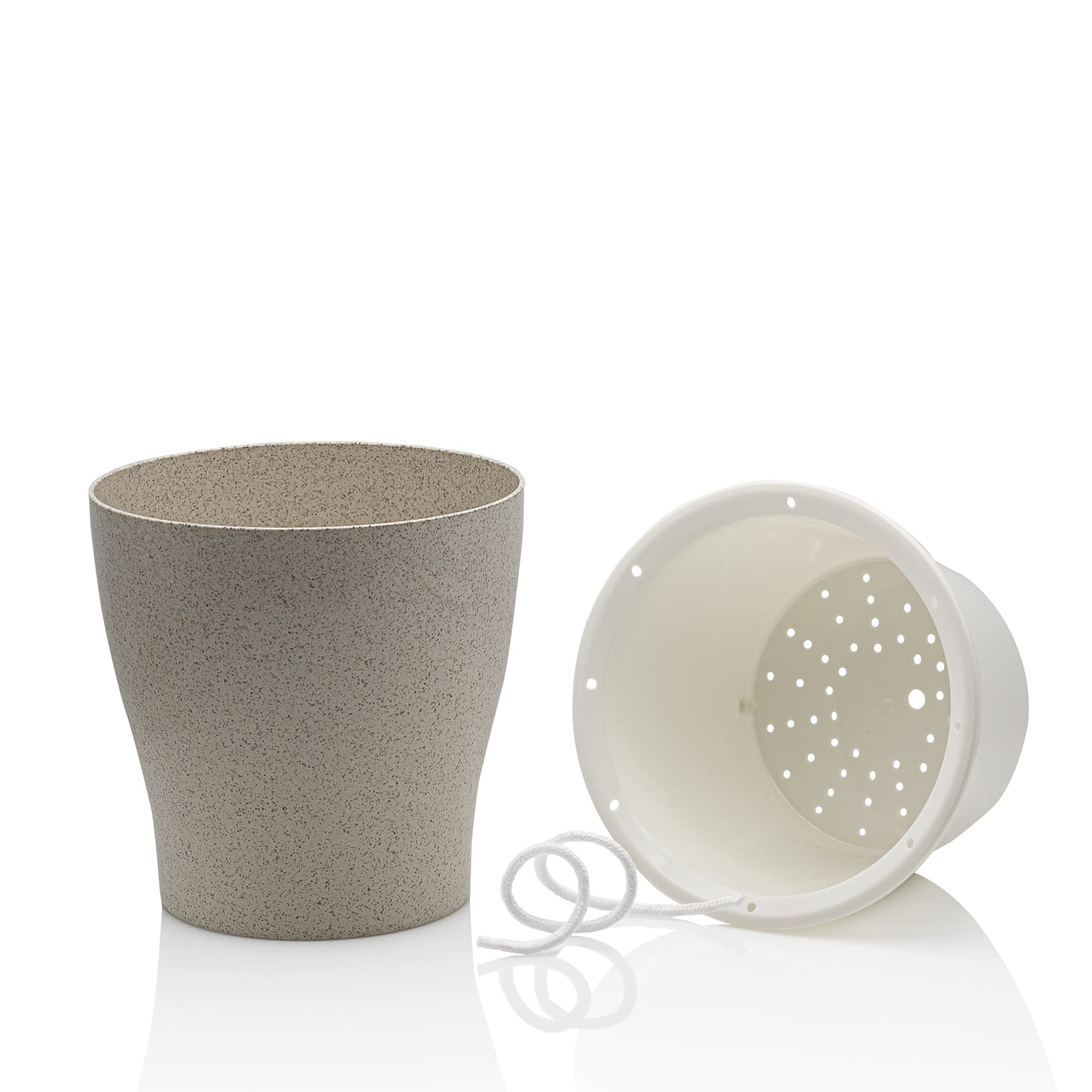 Oresteluchetta Self-watering pot for outdoor/indoor NATES MEDIUM, Beige, diameter .17,3 x H.17 cm - Image 3