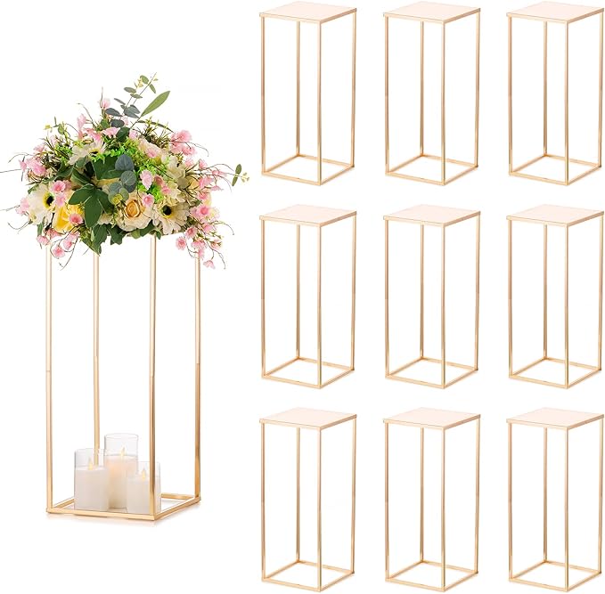 Sziqiqi 60cm Tall Vases Wedding Centerpieces for Table 10 Pcs Metal