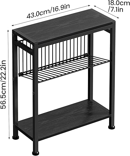 Miniatura 43 de Mesa auxiliar delgada para espacios pequeños, diseño 2 en 1 con soporte para revistas, marrón rústico Marrón (Rustic Brown),Negro -,Bricolaje