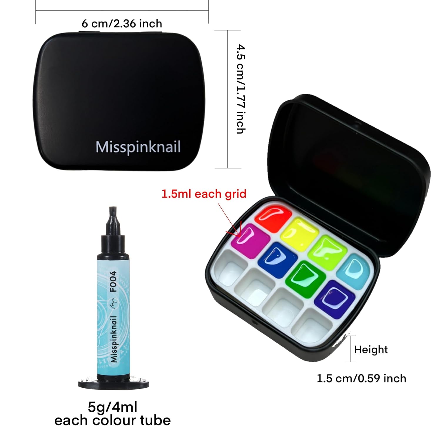 YJMyujimi Advanced Painting Gel for Nail Art,8 colour kit with 2 palette(12 divsions),Non wipe,Manicure Professional Nail Salon DIY at Home Gift (C)