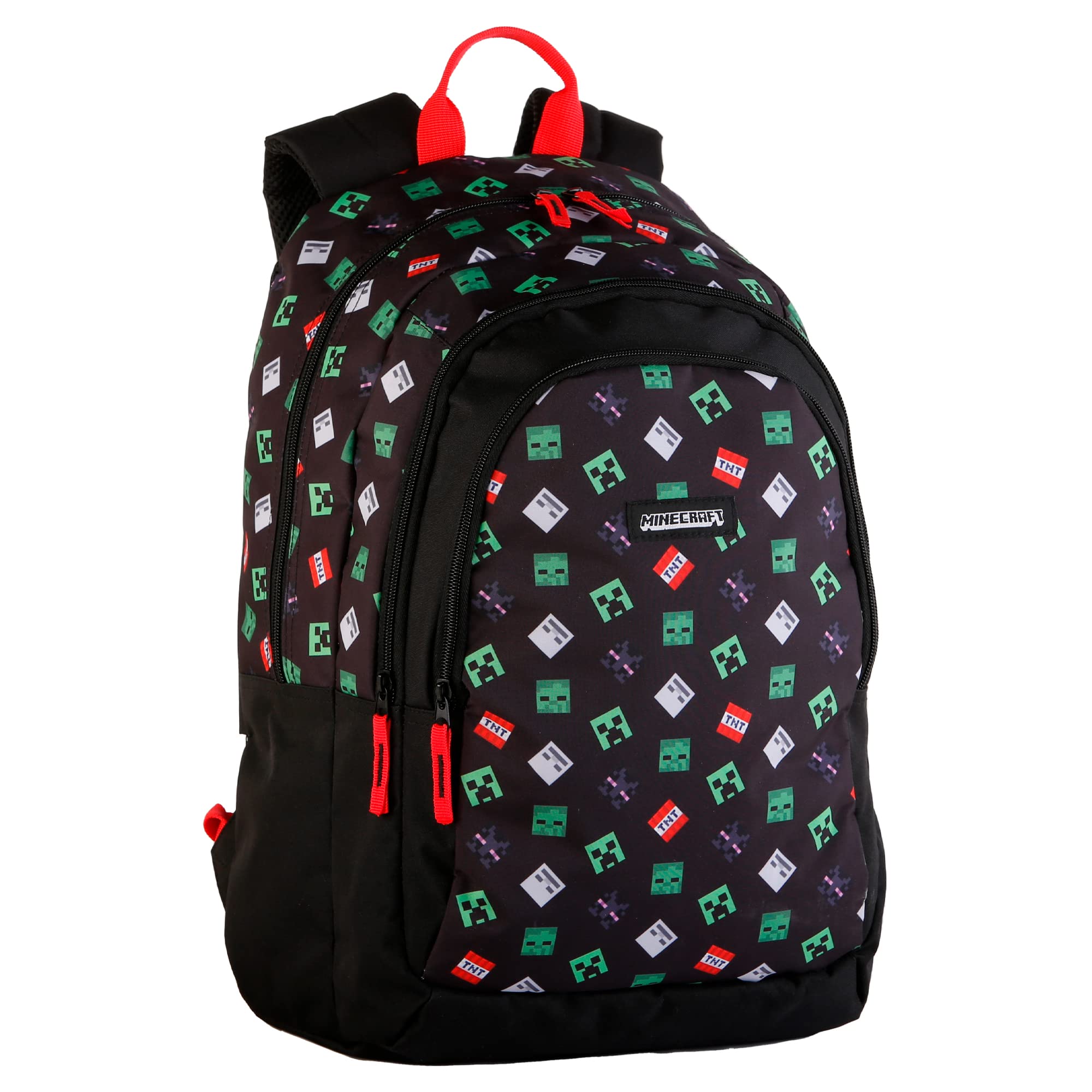 Minecraft Mochila Escolar TNT-Doble Compartimento, Unisex niños, Multicolor, Grande