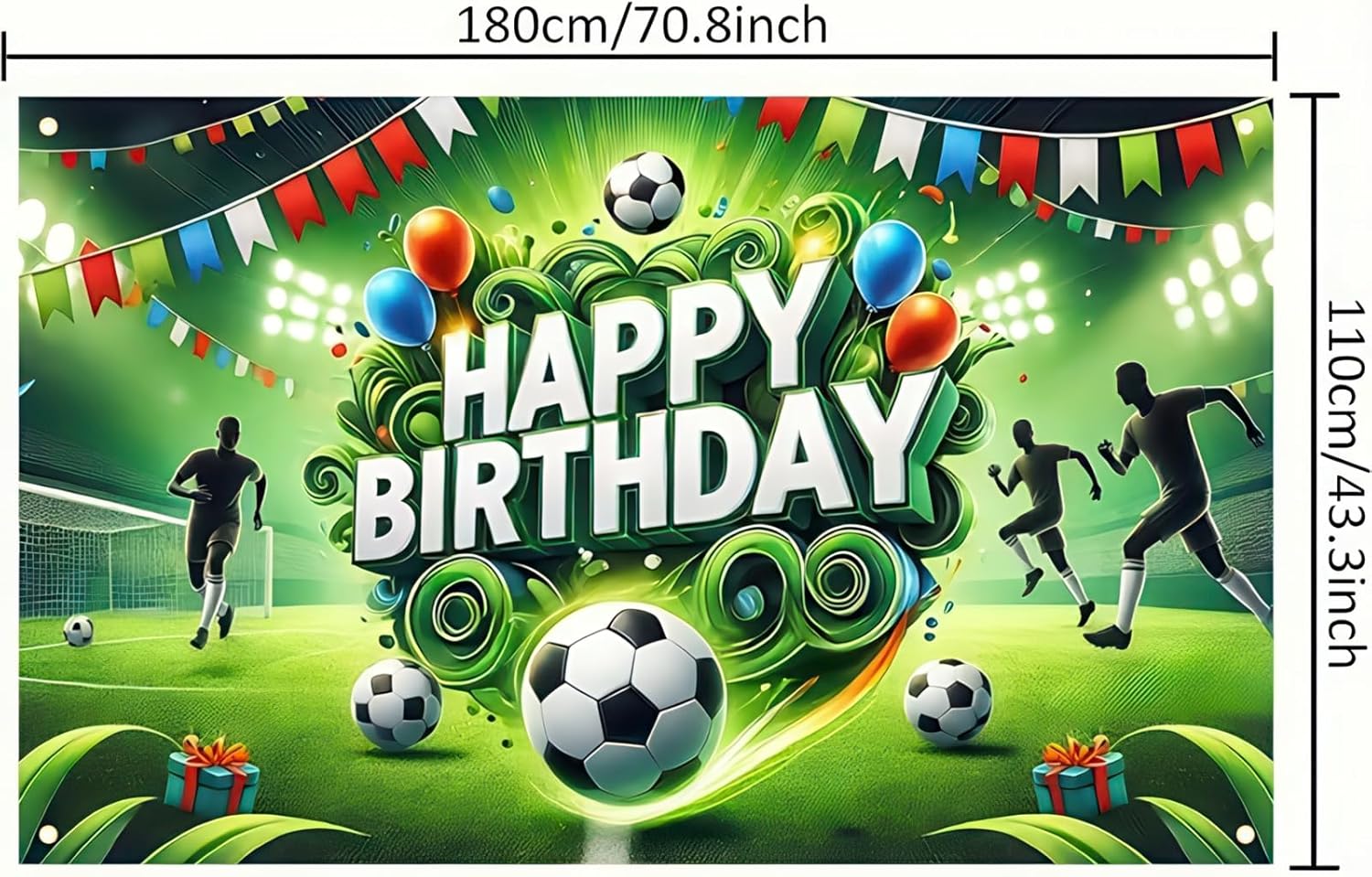 Football Birthday Party Backdrop Decoration - Green Polyester Banner, 70 x 43 Inch, Perfect for Boys' Soccer-Themed Birthdays - Image 5