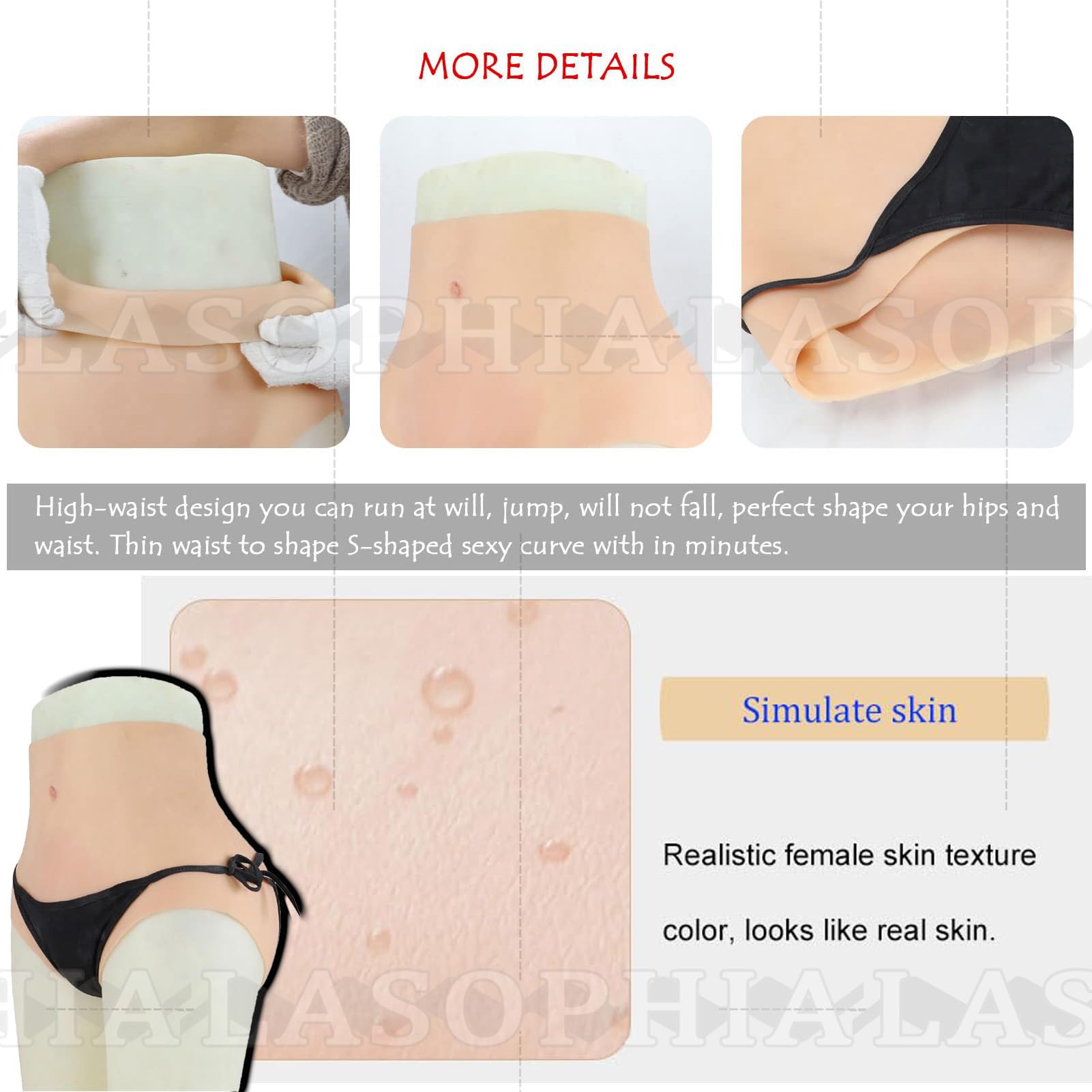Culotte Triangulaire Taille Haute en Silicone Rehausseur De Fesses Épaississement 1,2 cm Slip pour Hommes sous-Vêtements Modelants pour Le Corps pour Cosplay Féminin