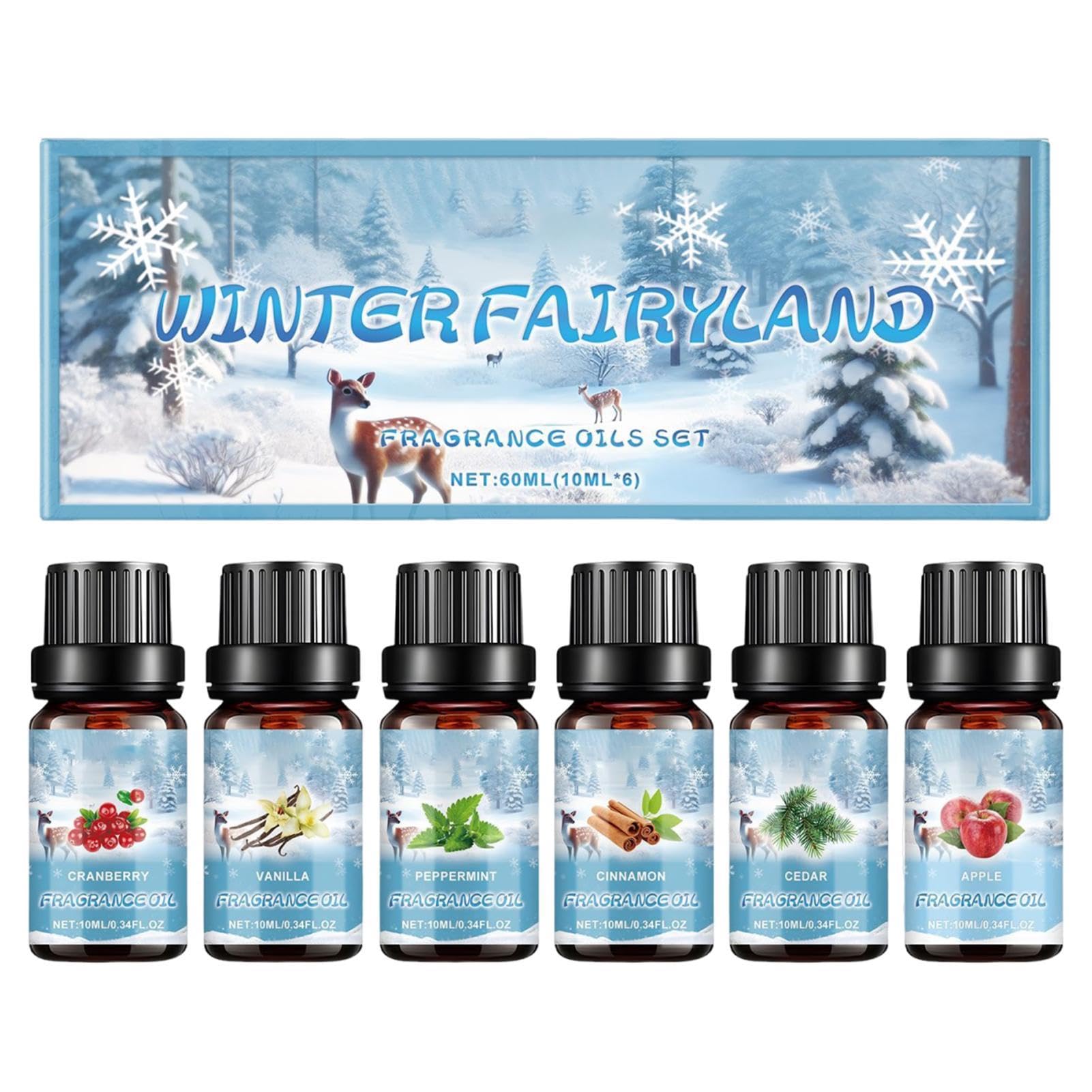 Toseky Essent-ial Oil Set for Diffuser, Aromatherapy Oil Set for Diffuser, Fragrance Oil Kit Oil Set - Natural Undiluted Winter Scented Oil Pure Blend Diffuser Oil for Diffuser, Home Relaxation, Hum