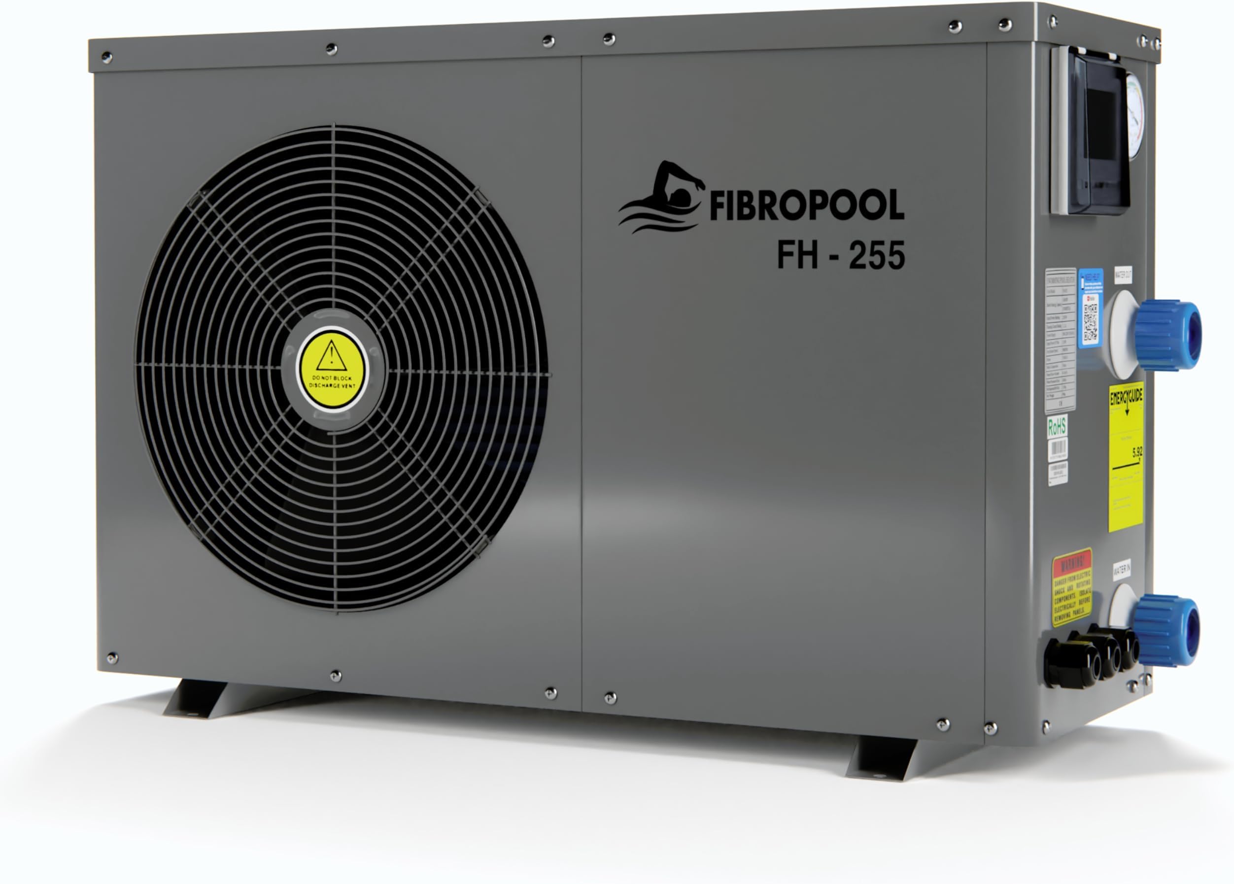 - FibroPool Swimming Pool Heat Pump - FH255 55,000 BTU - for Above and inground Pools and Spas - High Efficiency, All Electric Heater - No Natural Gas or Propane Needed