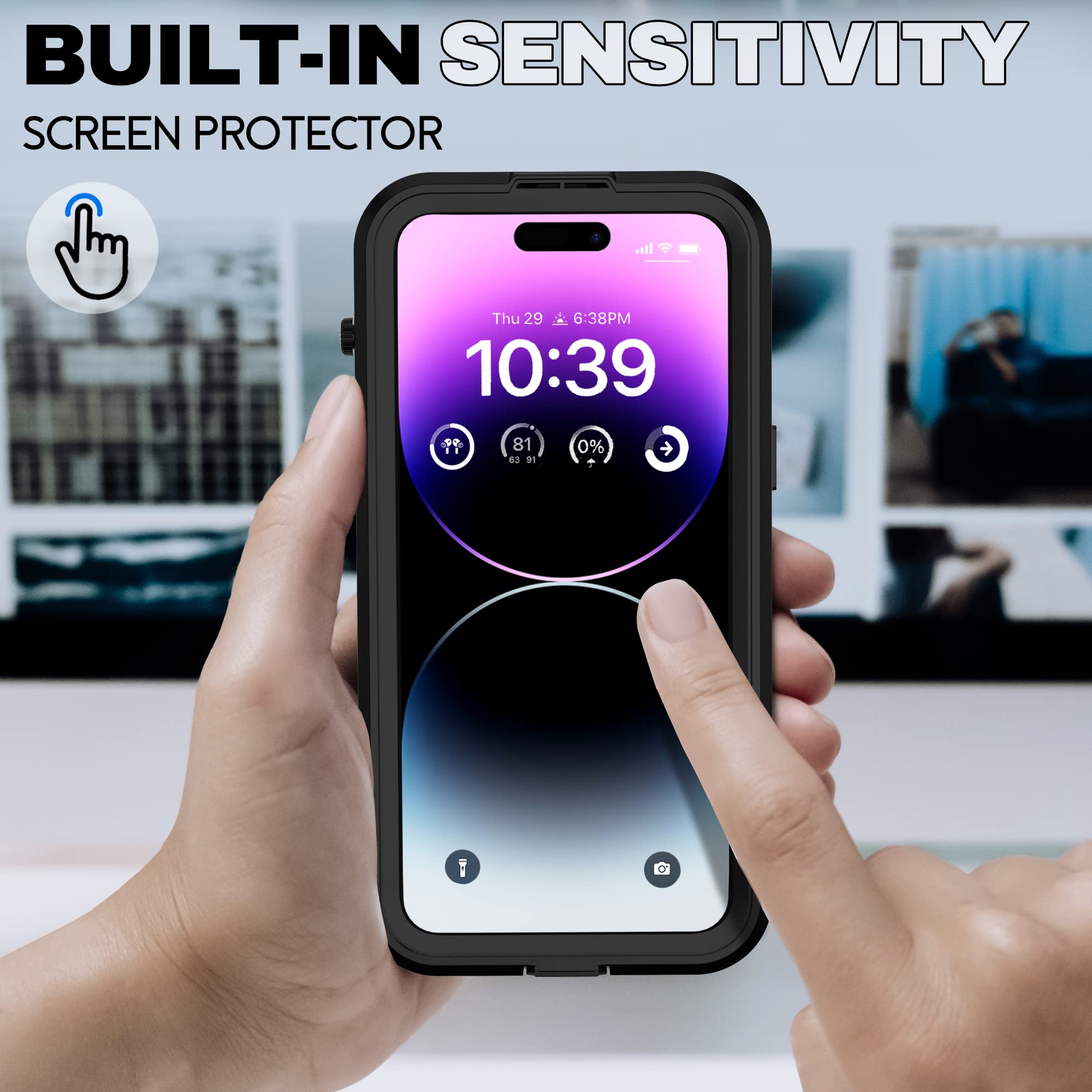 BEASTEK Funda impermeable para iPhone 14 Pro, serie SRE, MagSafe a prueba de golpes con protector de pantalla integrado y funda protectora magnética IP68, iPhone 14 Pro de 6.1 pulgadas (negro)