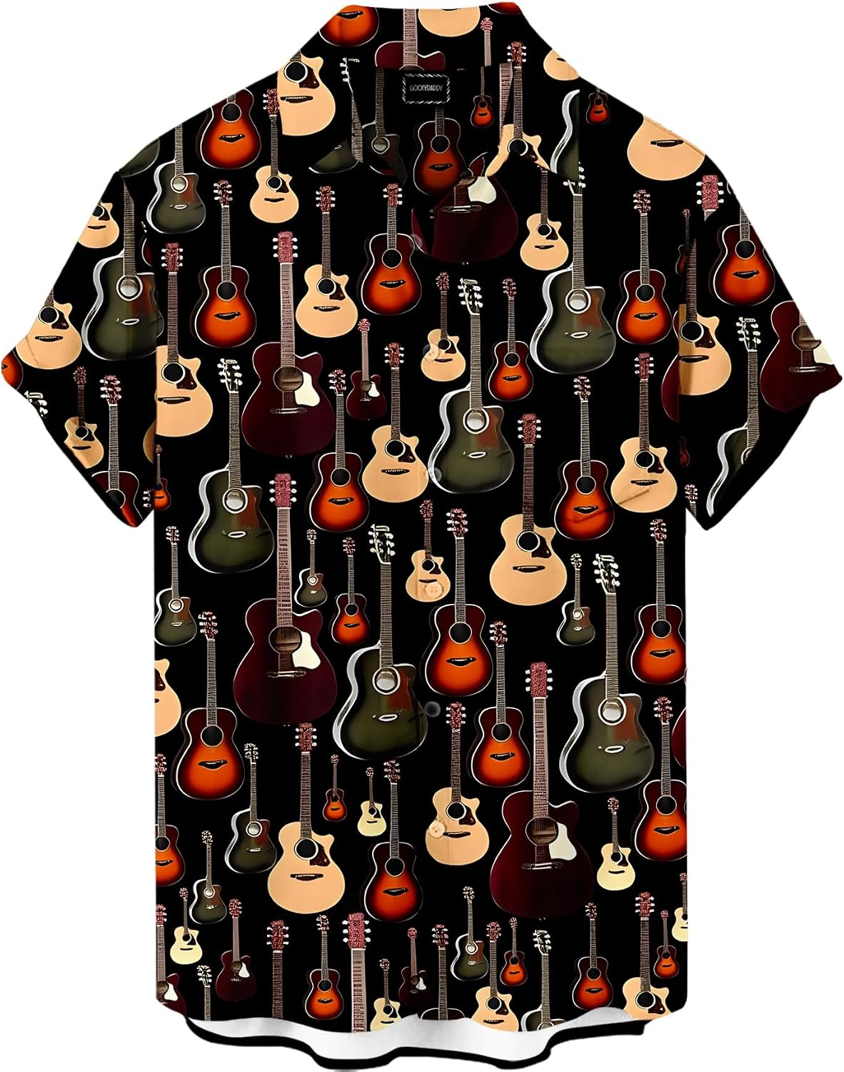Men's Funny Music Note Print Button Down Shirt Casual Guitar Hawaiian Party Shirt
