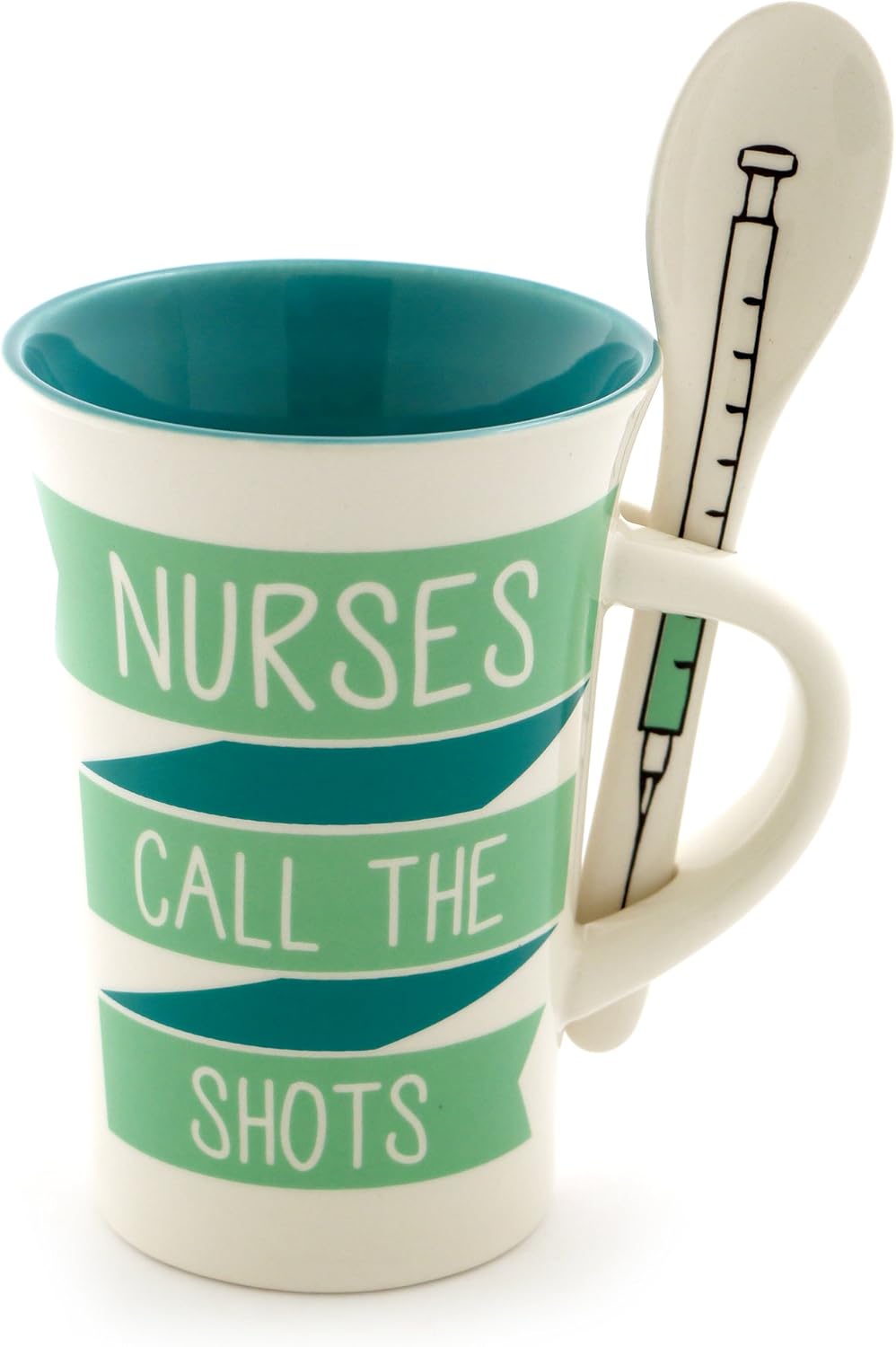 Enesco 6000542 Our Name Is Mud Teachers Have The Write Stuff Stoneware Coffee Mug With Spoon Gift Set, 14 oz, Red