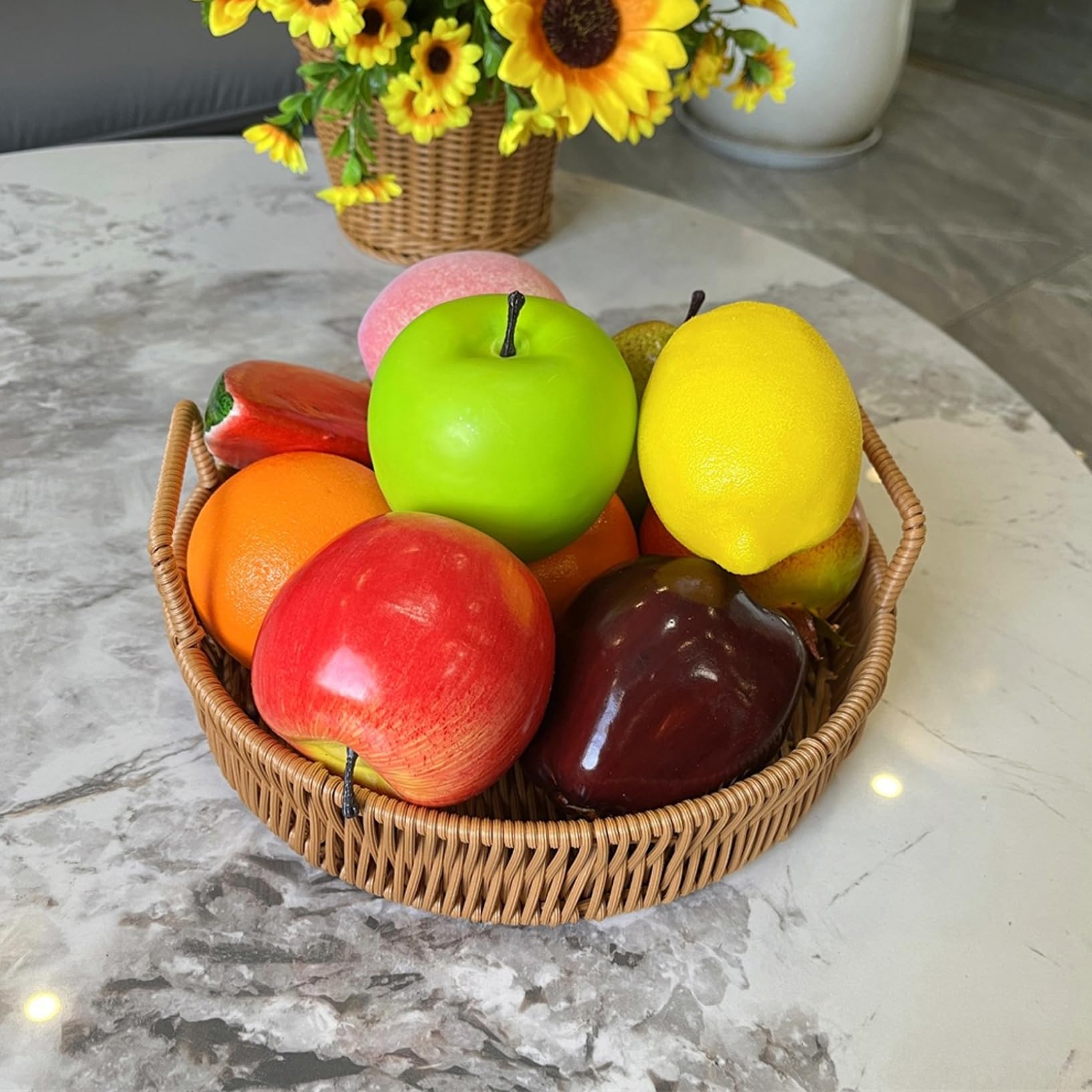 21 pezzi di frutta artificiale che sembrano reali, realistici in schiuma, uva, banane, per la cucina del Ringraziamento, tavolo da pranzo, cestino, decorazioni, display, oggetti di scena per la fotog