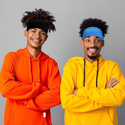 Miniatura 5 de SATINIOR 6 bandas de rastas para dormir, gorro de ducha para hombres, unisex, de elastano, para cabeza larga, diadema de tubo de cabeza con bloqueo