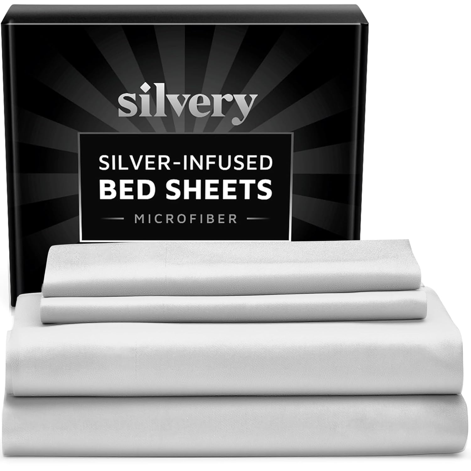 Silvery Silver Infused Bed Sheets Set - Ultra-Soft Temperature-Regulating Fabric with Self-Cleaning Technology That Stays Fresh 3X Longer