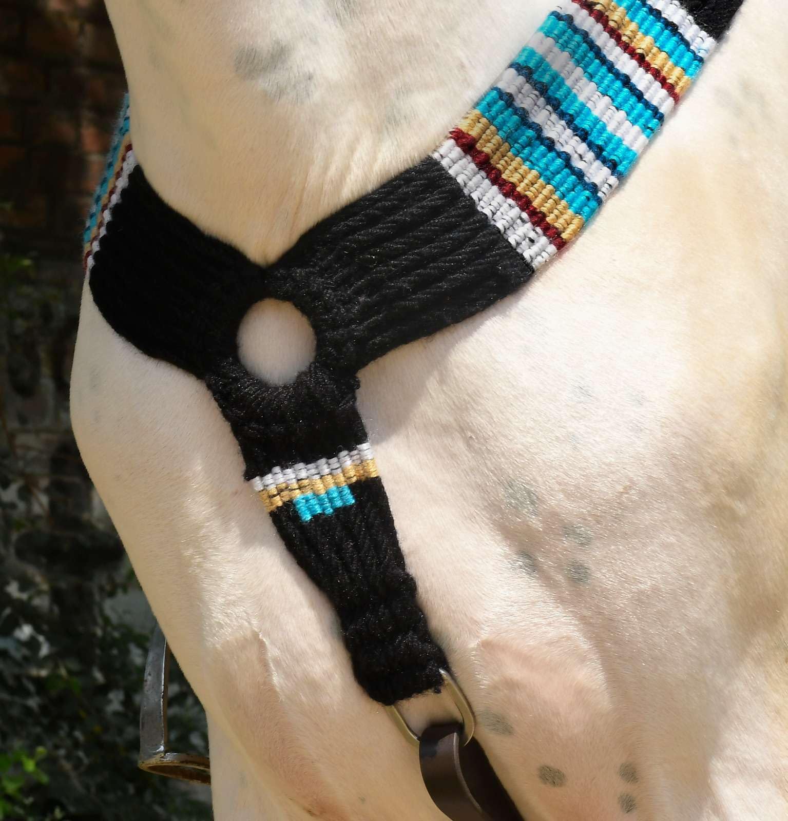 Cheval's International Wełniana ręcznie robiona obroża na piersi z moheru do akcesoriów do jazdy konnej (wielokolorowa_Full_Design7)