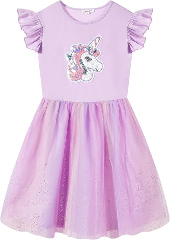 Girls Tulle Dresses Toddler Ruffle Sleeve Sparkle Tutu Dress Kids Clothes Party Gifts Outfits