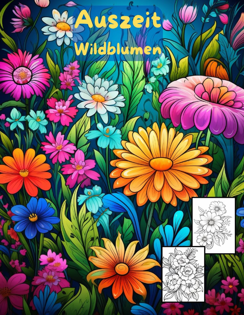 AUSZEIT Wildblumen -Malbuch für Erwachsene -Entspannung und Stressabbau: -Ausmalbilder -nimm dir Zeit -für dich -50 atemberaubende Motive -Anti-Stress