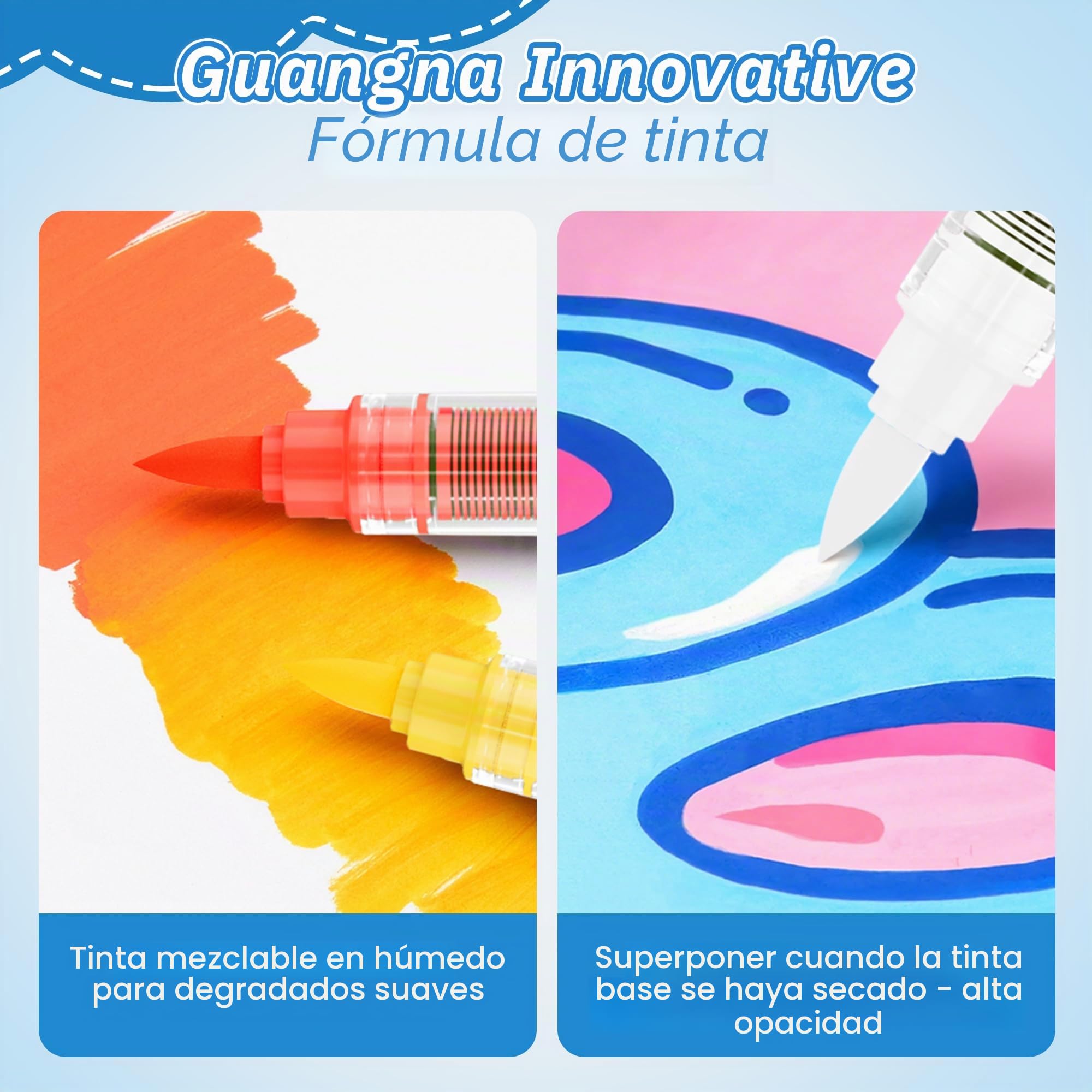 Guangna 240 rotuladores de pintura acrílica, bolígrafos de pintura acrílica con punta de pincel, tinta impermeable de secado rápido, para pintar sobre rocas, plástico, madera, lienzo, vidrio, cerámica